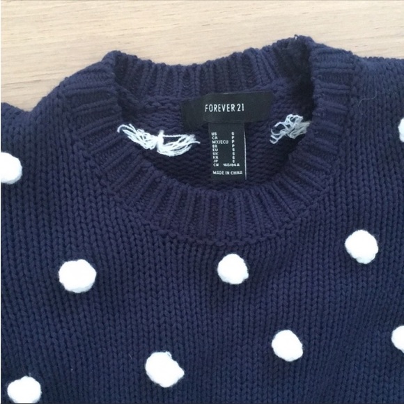 Forever 21 Pom Pom Knit Navy Sweater - Picture 4 of 6